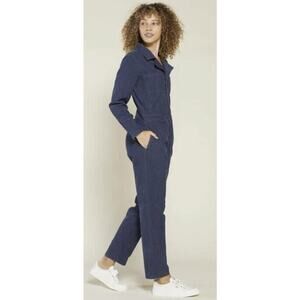 OUTERKNOWN S.E.A. Long Sleeve Navy Linen Cotton‎ Blend Utility Jumpsuit - XS